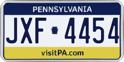 PA license plate JXF4454
