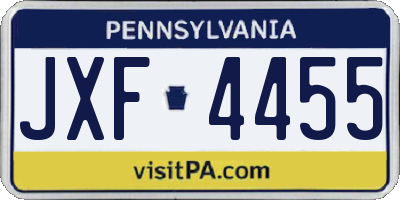 PA license plate JXF4455