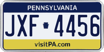 PA license plate JXF4456
