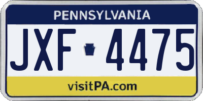 PA license plate JXF4475