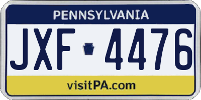 PA license plate JXF4476