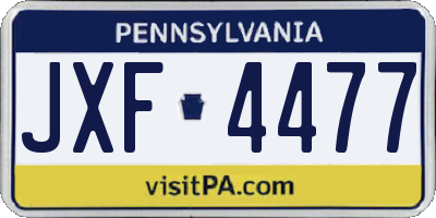 PA license plate JXF4477