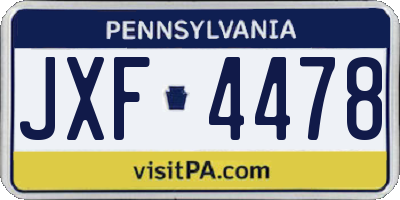 PA license plate JXF4478