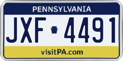 PA license plate JXF4491