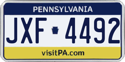 PA license plate JXF4492