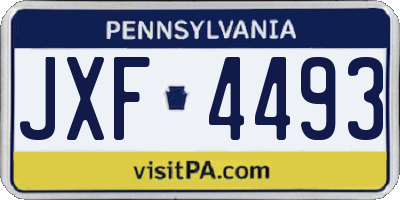 PA license plate JXF4493