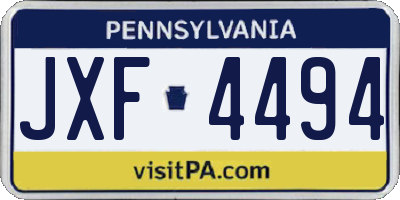 PA license plate JXF4494