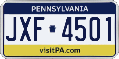 PA license plate JXF4501