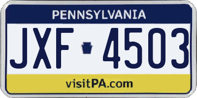 PA license plate JXF4503