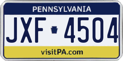 PA license plate JXF4504