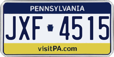 PA license plate JXF4515