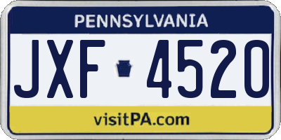 PA license plate JXF4520