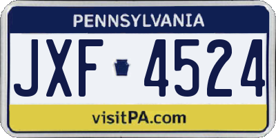 PA license plate JXF4524