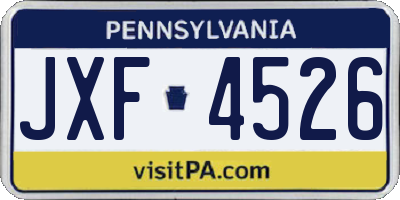 PA license plate JXF4526