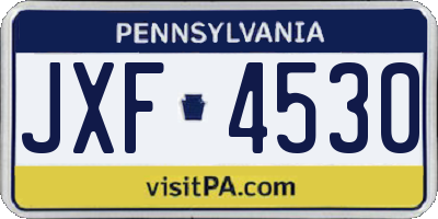 PA license plate JXF4530