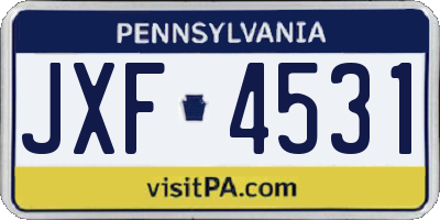 PA license plate JXF4531