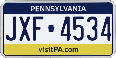 PA license plate JXF4534