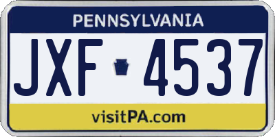 PA license plate JXF4537