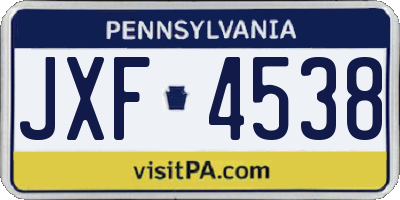 PA license plate JXF4538