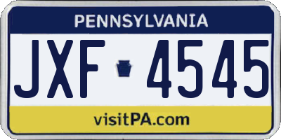 PA license plate JXF4545
