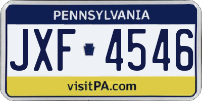 PA license plate JXF4546