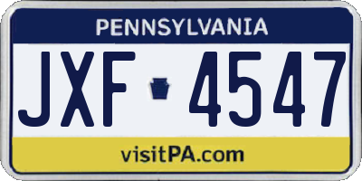 PA license plate JXF4547