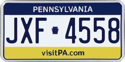 PA license plate JXF4558