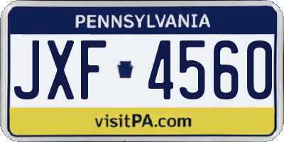 PA license plate JXF4560