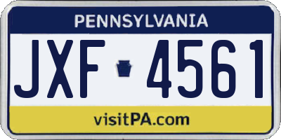 PA license plate JXF4561