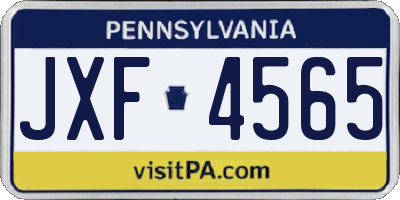 PA license plate JXF4565