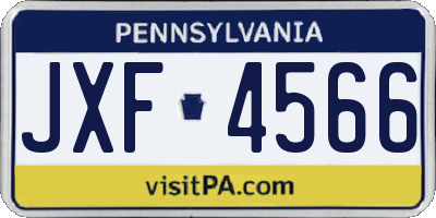 PA license plate JXF4566