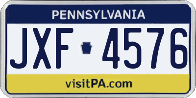 PA license plate JXF4576