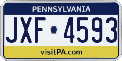 PA license plate JXF4593