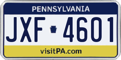 PA license plate JXF4601