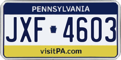 PA license plate JXF4603