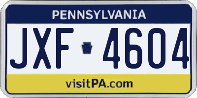 PA license plate JXF4604