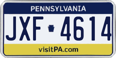 PA license plate JXF4614