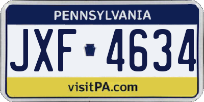 PA license plate JXF4634