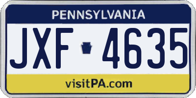 PA license plate JXF4635