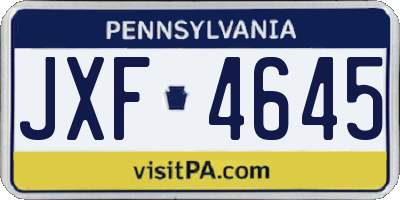 PA license plate JXF4645