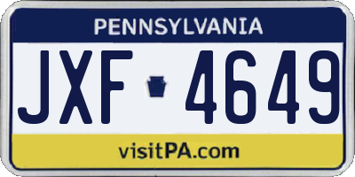PA license plate JXF4649