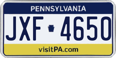 PA license plate JXF4650