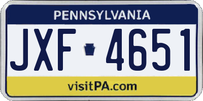 PA license plate JXF4651
