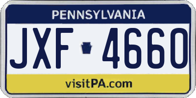 PA license plate JXF4660