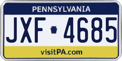 PA license plate JXF4685