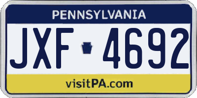 PA license plate JXF4692