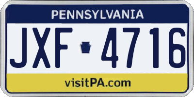 PA license plate JXF4716