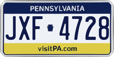 PA license plate JXF4728