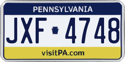 PA license plate JXF4748