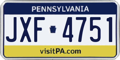 PA license plate JXF4751